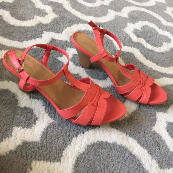 coral low heel shoes